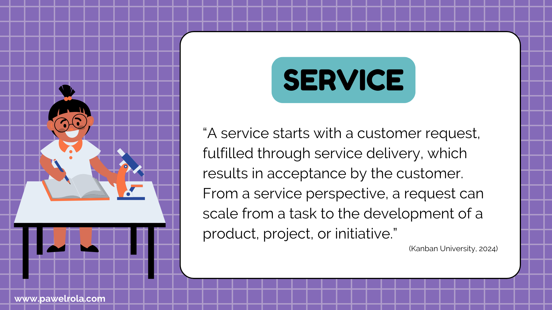 Picture present service definition: service starts with a customer's request. This request can be through service delivery, which generally involves performing a series of activities to achieve an outcome that should satisfy the customer's needs and bring value to the customer