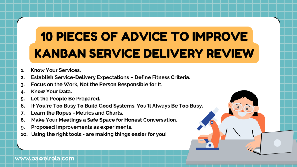 Picture present 10 pieces of advice to improve Service Delivery Review